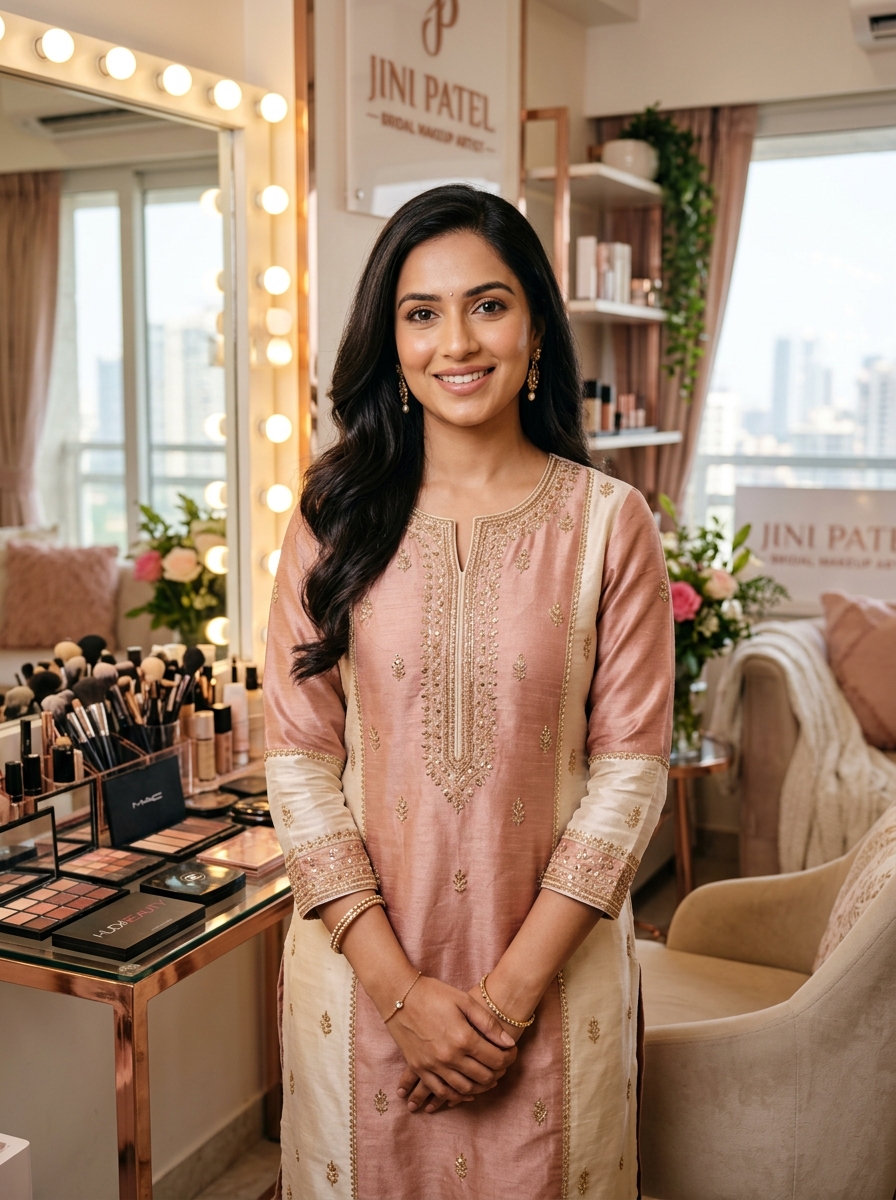 Jini Patel, lead artist at Jini Bridal and Makeover