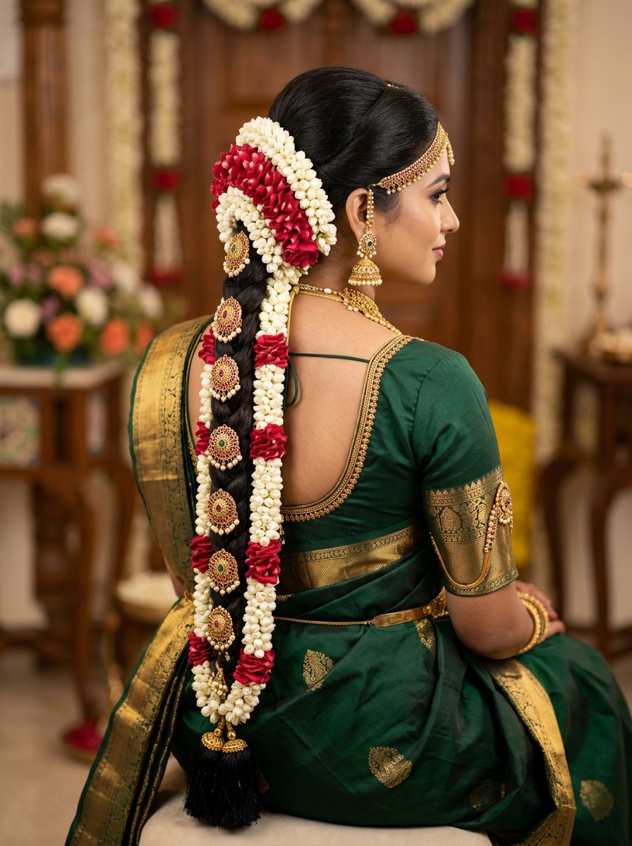 Traditional floral braids and bridal hairstyling