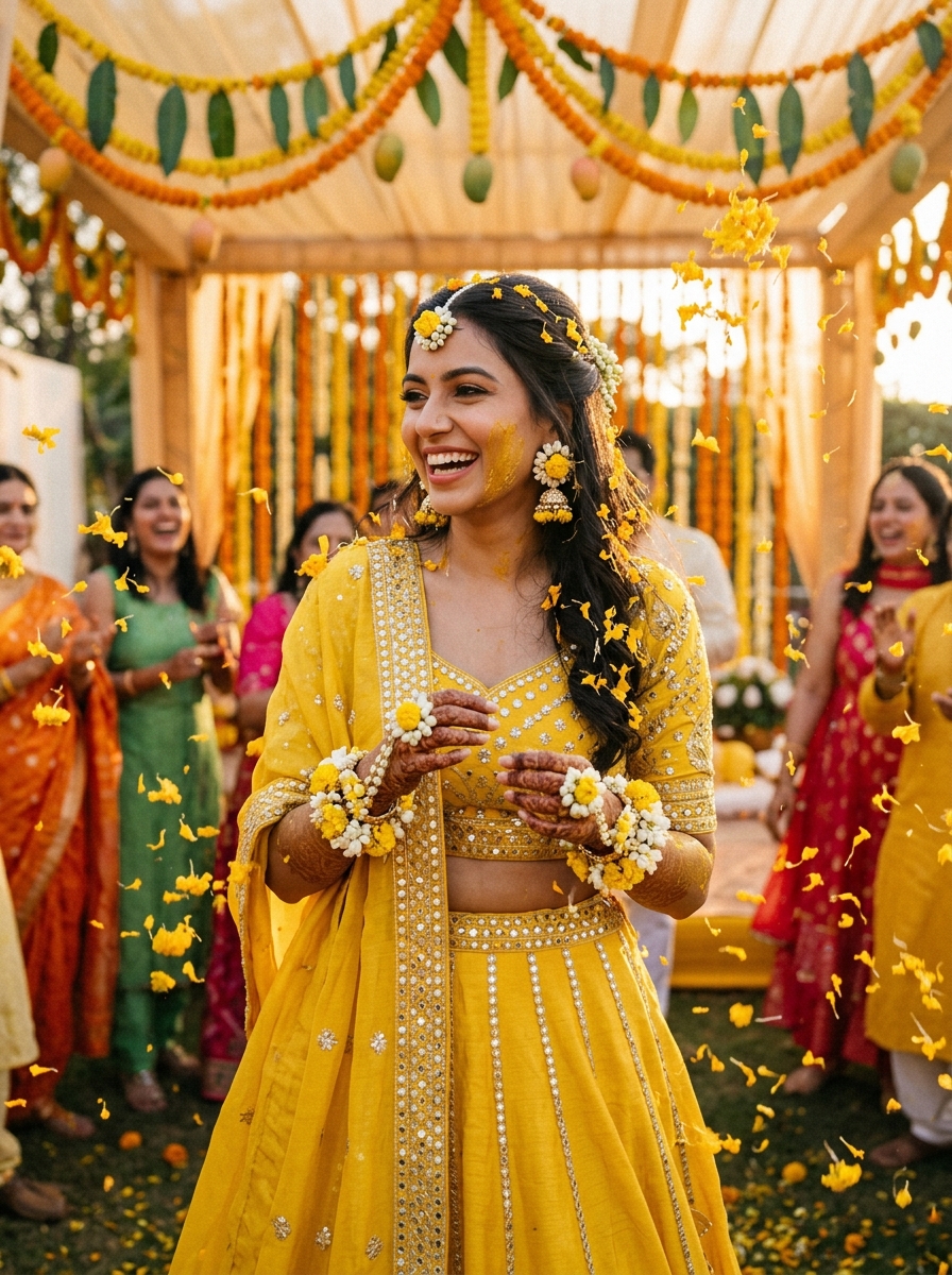 Waterproof radiant styling for Haldi ceremony